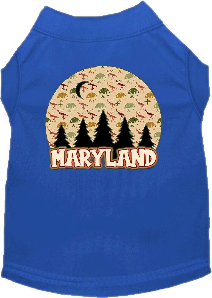 Pet Dog & Cat Screen Printed Shirt for Small to Medium Pets (Sizes XS-XL), "Maryland Under The Stars"