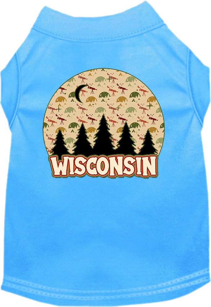 Pet Dog & Cat Screen Printed Shirt for Small to Medium Pets (Sizes XS-XL), "Wisconsin Under The Stars"