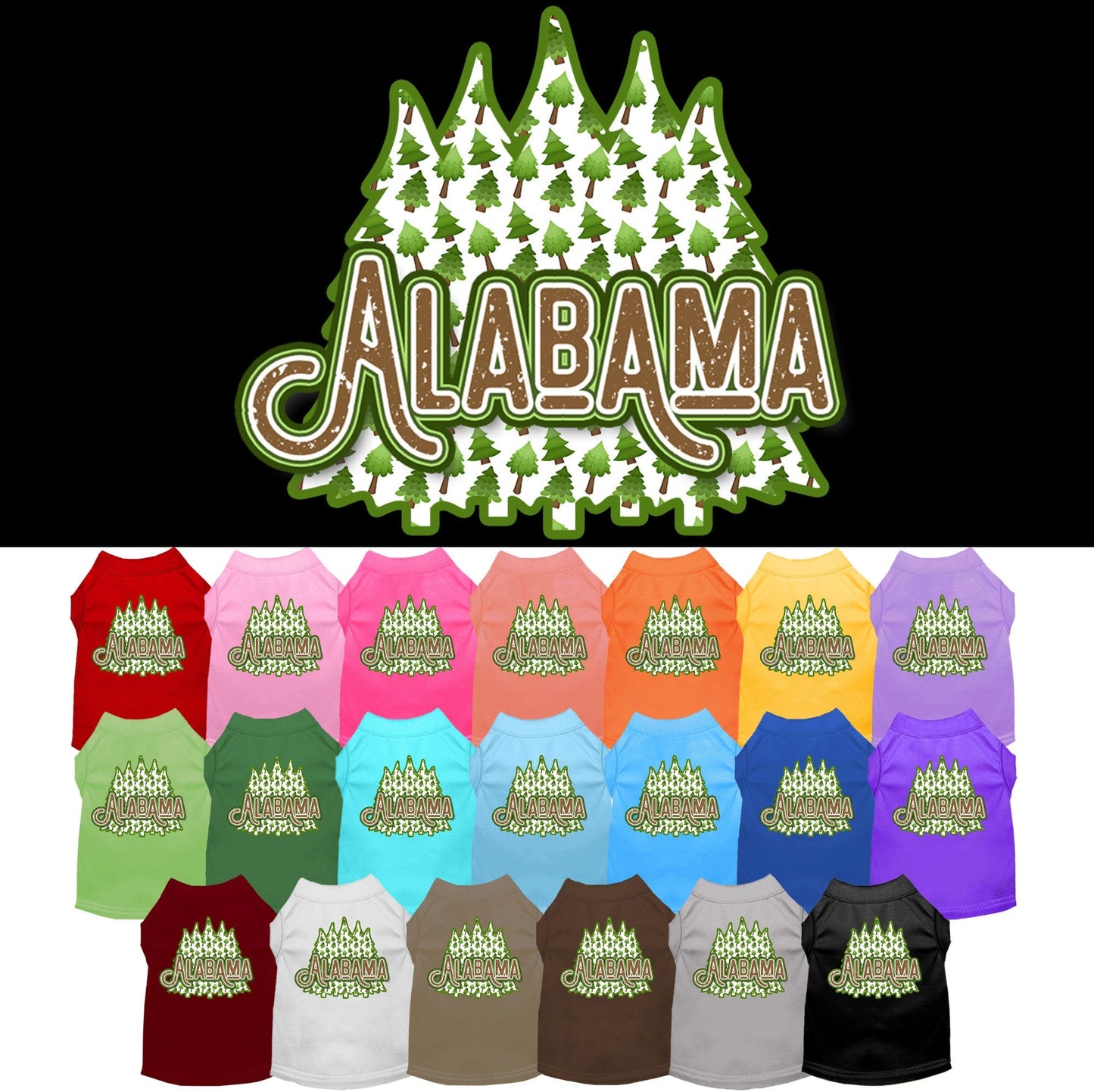 Pet Dog & Cat Screen Printed Shirt for Medium to Large Pets (Sizes 2XL-6XL), "Alabama Woodland Trees"