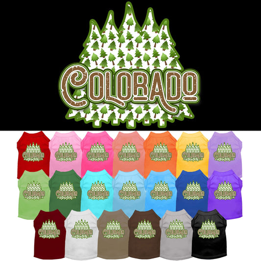 Pet Dog & Cat Screen Printed Shirt for Small to Medium Pets (Sizes XS-XL), "Colorado Woodland Trees"