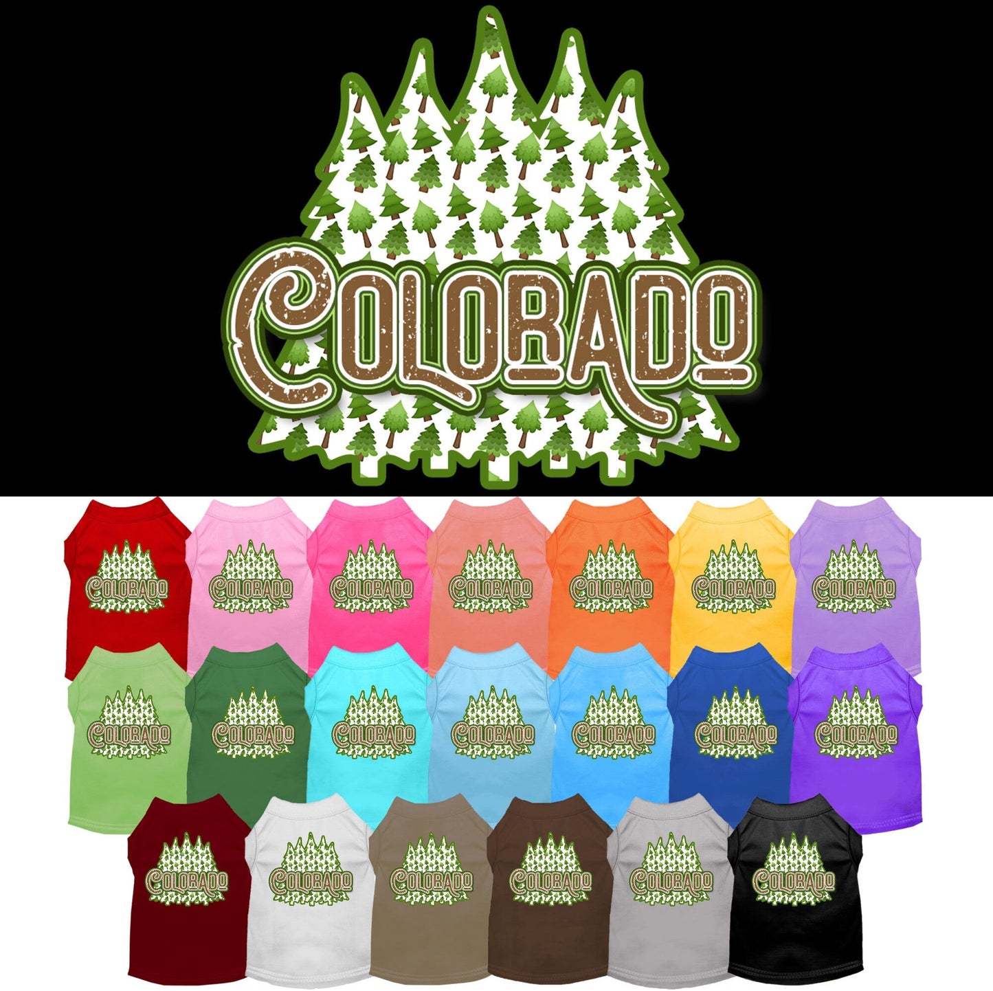 Pet Dog & Cat Screen Printed Shirt for Medium to Large Pets (Sizes 2XL-6XL), "Colorado Woodland Trees"