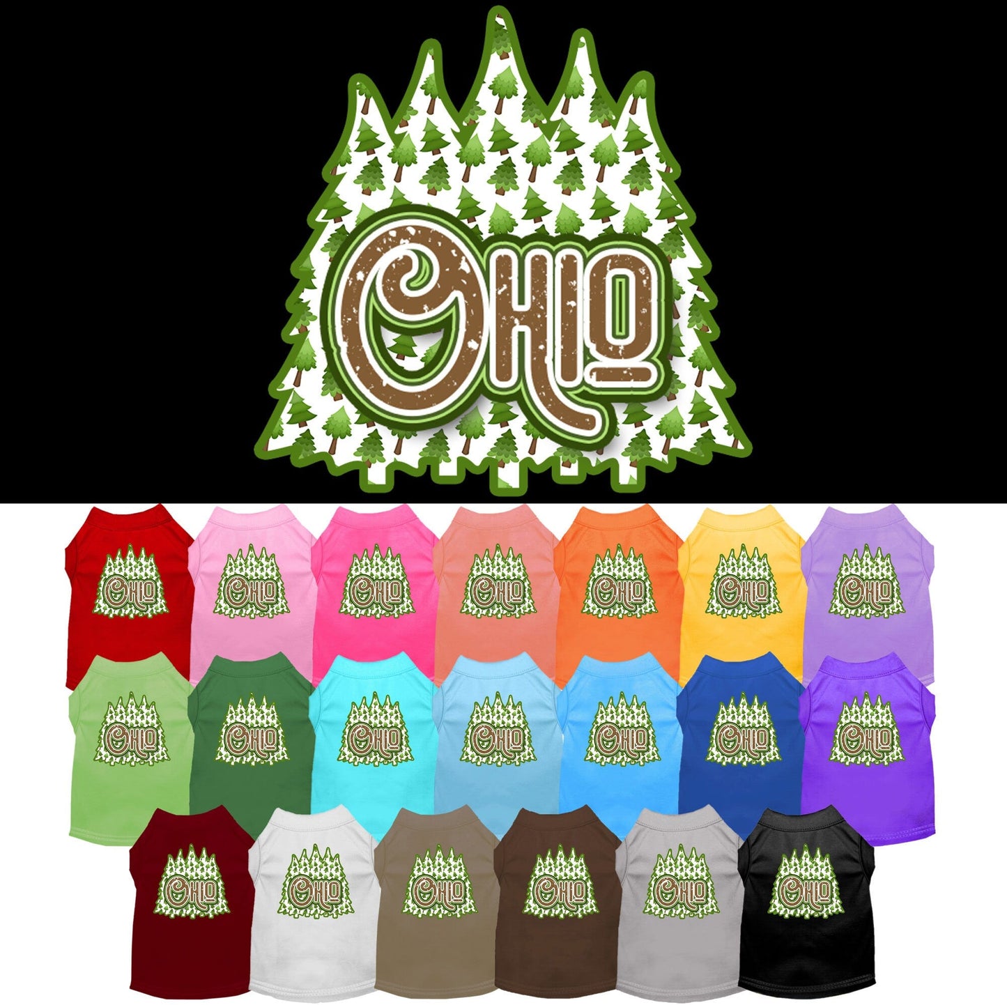 Pet Dog & Cat Screen Printed Shirt for Small to Medium Pets (Sizes XS-XL), "Ohio Woodland Trees"