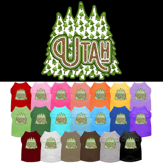 Pet Dog & Cat Screen Printed Shirt for Small to Medium Pets (Sizes XS-XL), "Utah Woodland Trees"