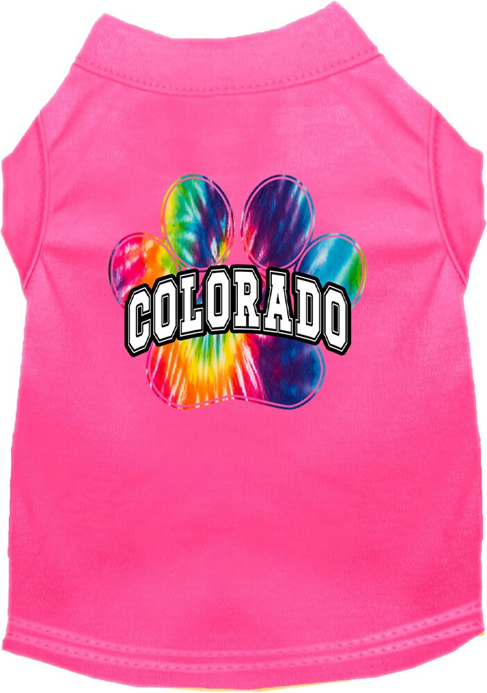 Pet Dog & Cat Screen Printed Shirt for Small to Medium Pets (Sizes XS-XL), "Colorado Bright Tie Dye"