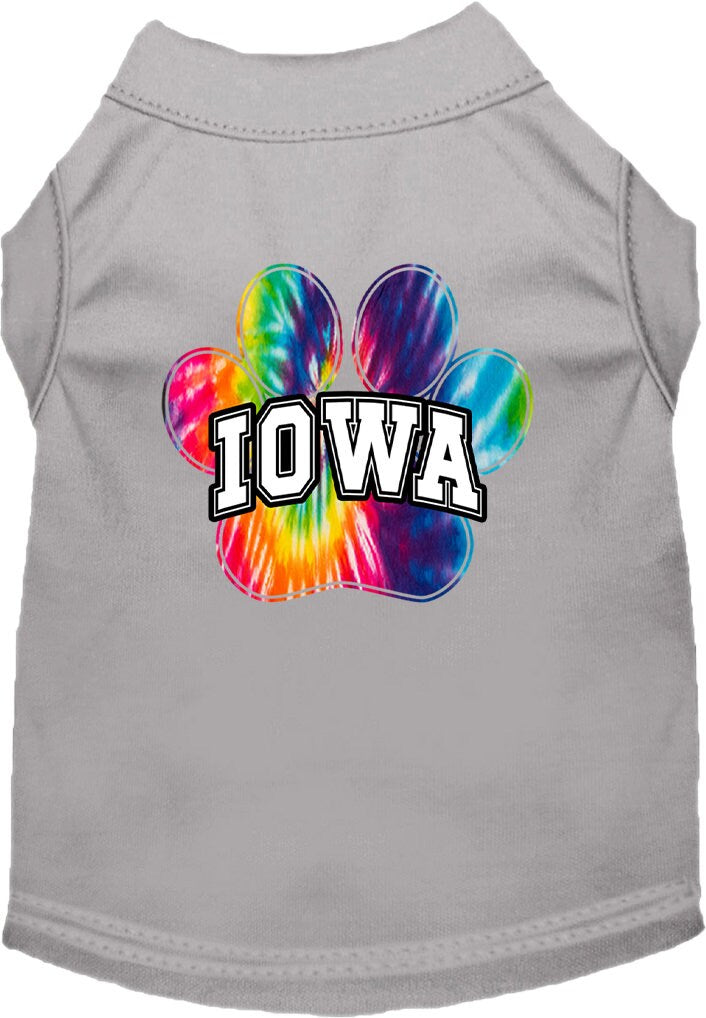 Pet Dog & Cat Screen Printed Shirt for Small to Medium Pets (Sizes XS-XL), "Iowa Bright Tie Dye"