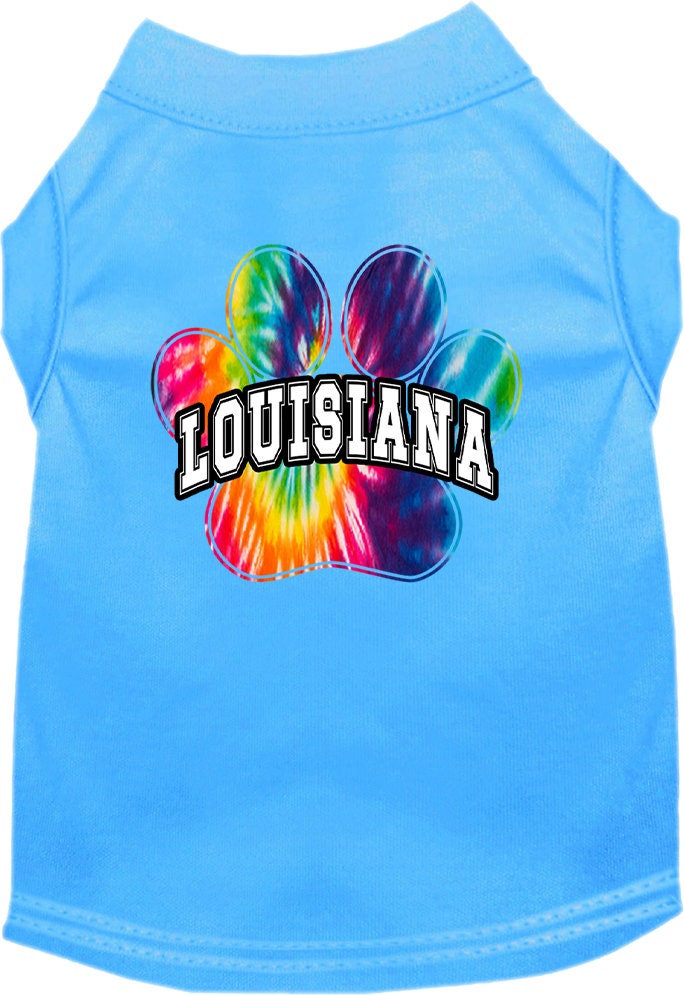 Pet Dog & Cat Screen Printed Shirt for Small to Medium Pets (Sizes XS-XL), "Louisiana Bright Tie Dye"