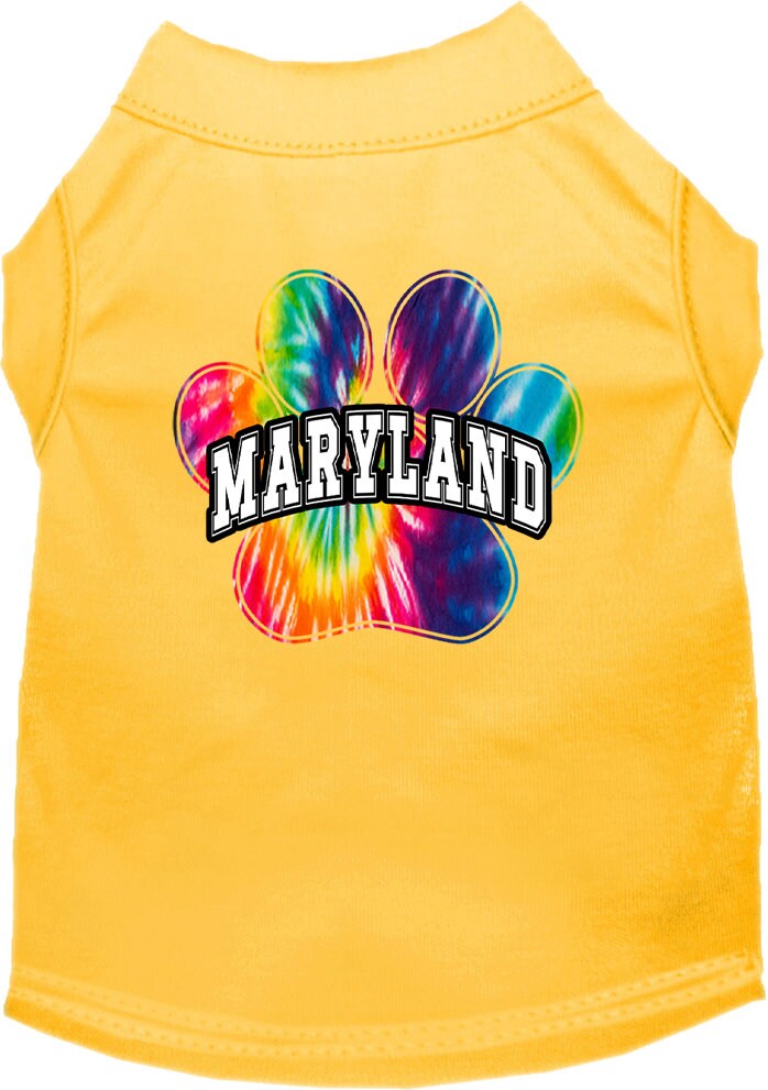 Pet Dog & Cat Screen Printed Shirt for Small to Medium Pets (Sizes XS-XL), "Maryland Bright Tie Dye"