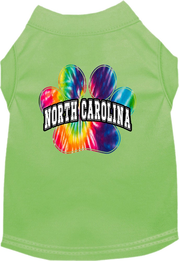 Pet Dog & Cat Screen Printed Shirt for Small to Medium Pets (Sizes XS-XL), "North Carolina Bright Tie Dye"