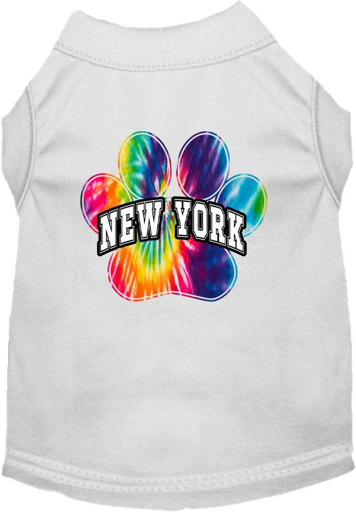 Pet Dog & Cat Screen Printed Shirt for Small to Medium Pets (Sizes XS-XL), "New York Bright Tie Dye"