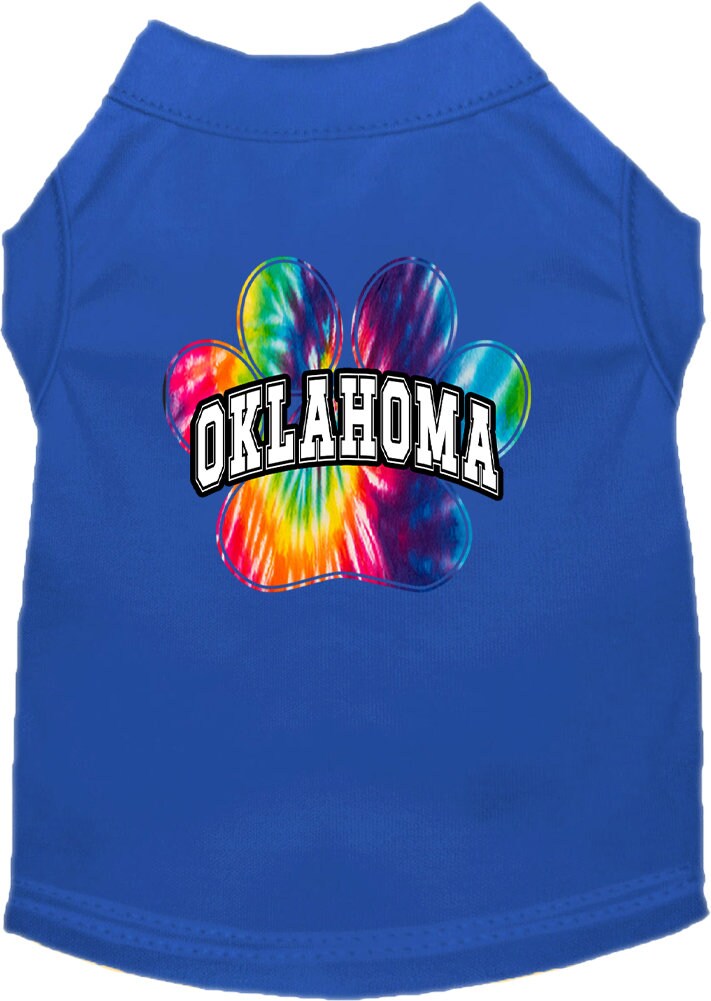 Pet Dog & Cat Screen Printed Shirt for Small to Medium Pets (Sizes XS-XL), "Oklahoma Bright Tie Dye"