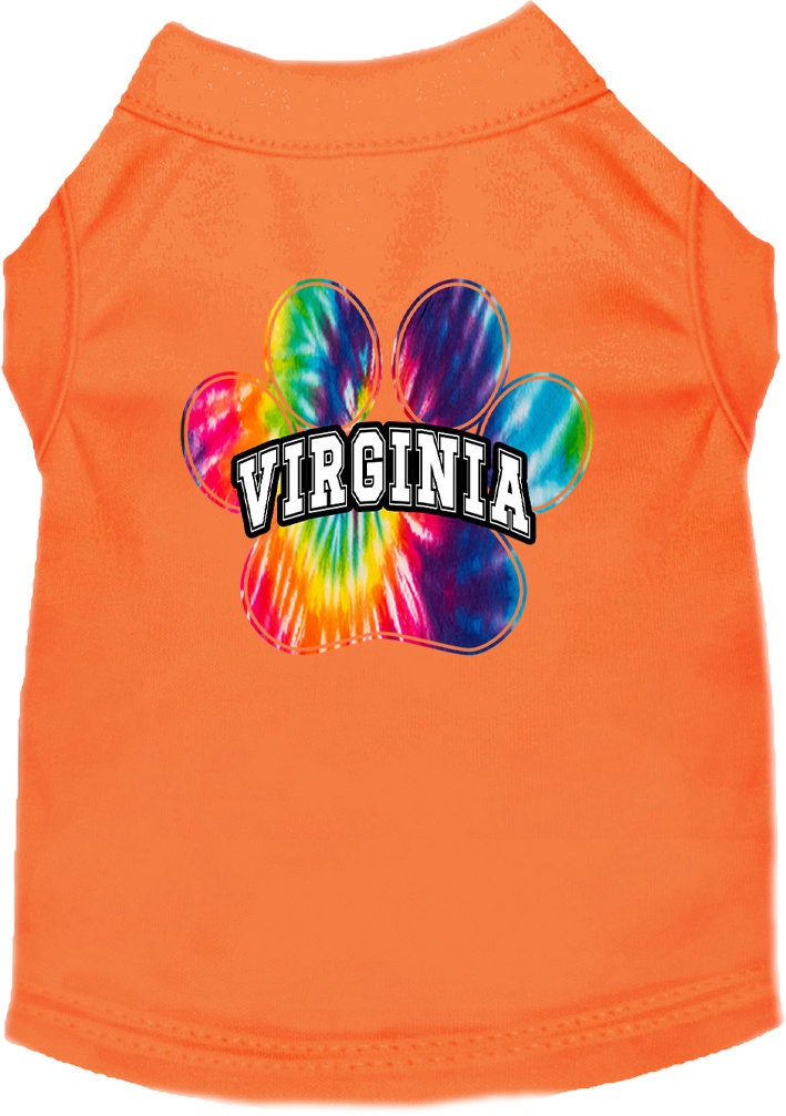 Pet Dog & Cat Screen Printed Shirt for Small to Medium Pets (Sizes XS-XL), "Virginia Bright Tie Dye"