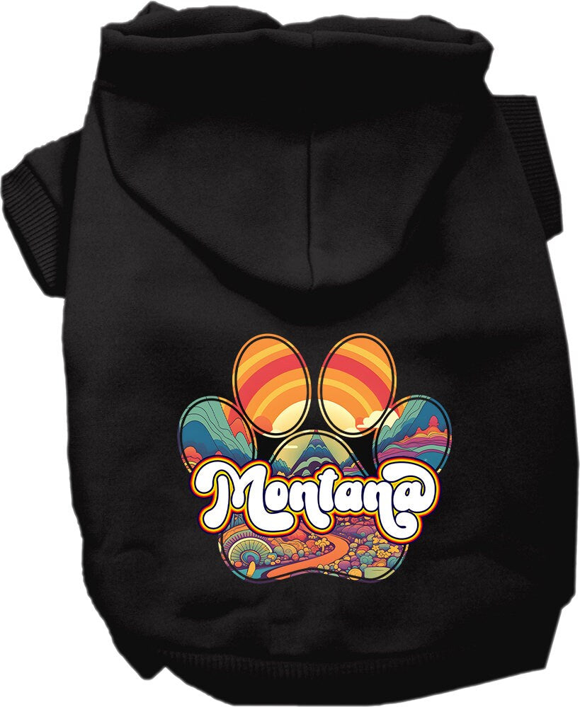 Pet Dog & Cat Screen Printed Hoodie for Small to Medium Pets (Sizes XS-XL), "Montana Groovy Summit"