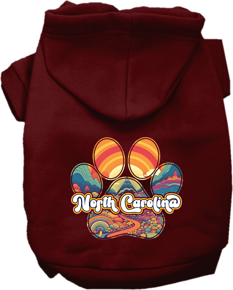 Pet Dog & Cat Screen Printed Hoodie for Small to Medium Pets (Sizes XS-XL), "North Carolina Groovy Summit"