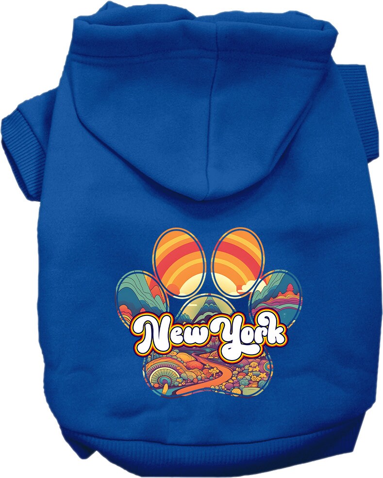 Pet Dog & Cat Screen Printed Hoodie for Small to Medium Pets (Sizes XS-XL), "New York Groovy Summit"