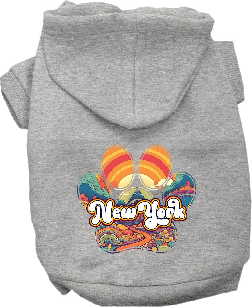 Pet Dog & Cat Screen Printed Hoodie for Small to Medium Pets (Sizes XS-XL), "New York Groovy Summit"