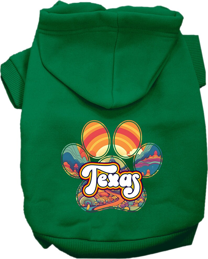 Pet Dog & Cat Screen Printed Hoodie for Small to Medium Pets (Sizes XS-XL), "Texas Groovy Summit"