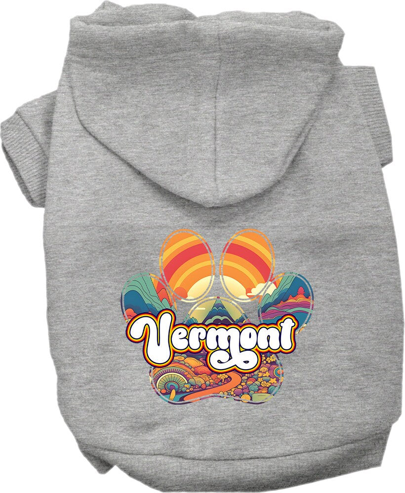 Pet Dog & Cat Screen Printed Hoodie for Small to Medium Pets (Sizes XS-XL), "Vermont Groovy Summit"