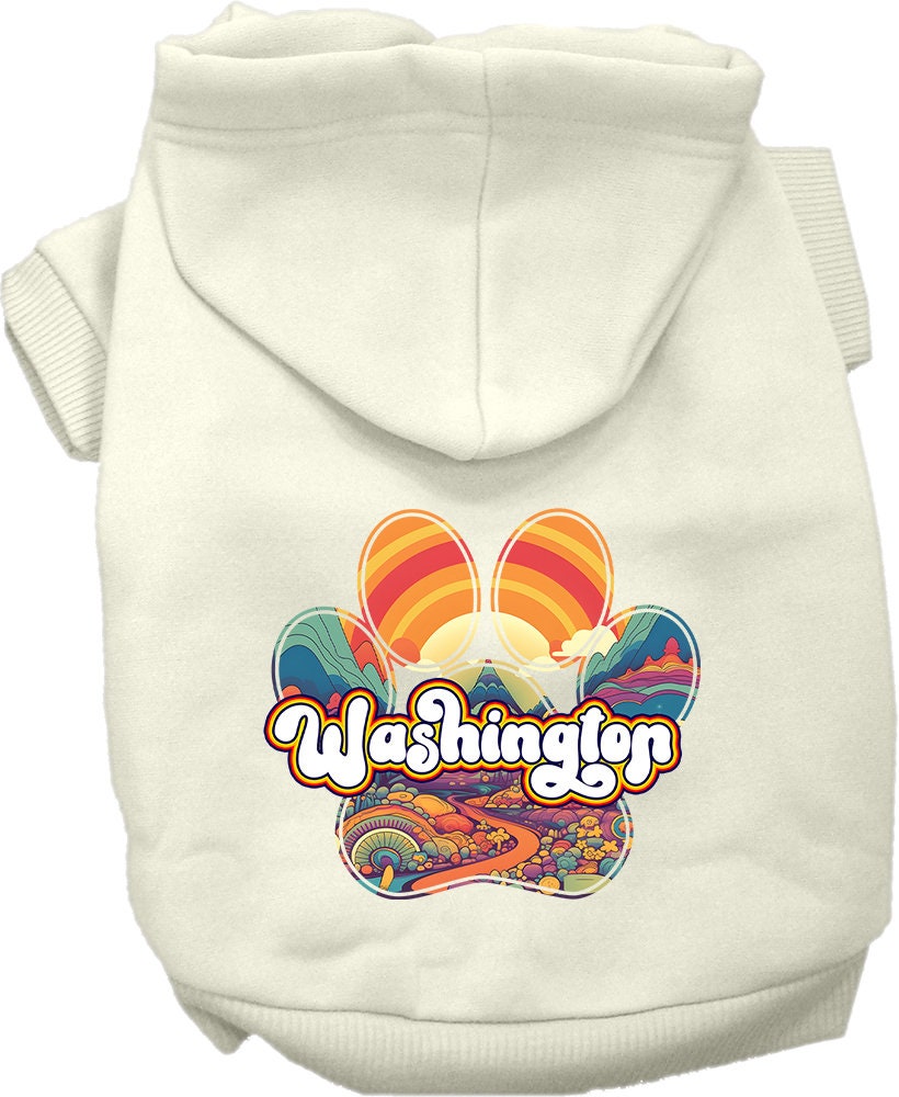 Pet Dog & Cat Screen Printed Hoodie for Small to Medium Pets (Sizes XS-XL), "Washington Groovy Summit"