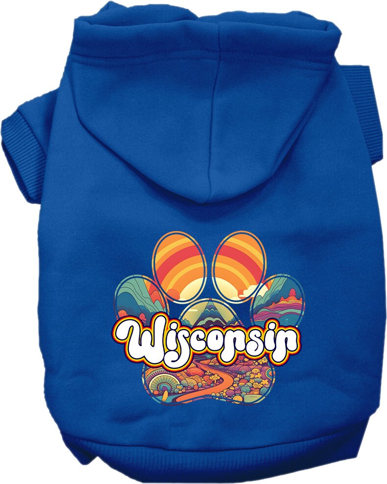 Pet Dog & Cat Screen Printed Hoodie for Small to Medium Pets (Sizes XS-XL), "Wisconsin Groovy Summit"