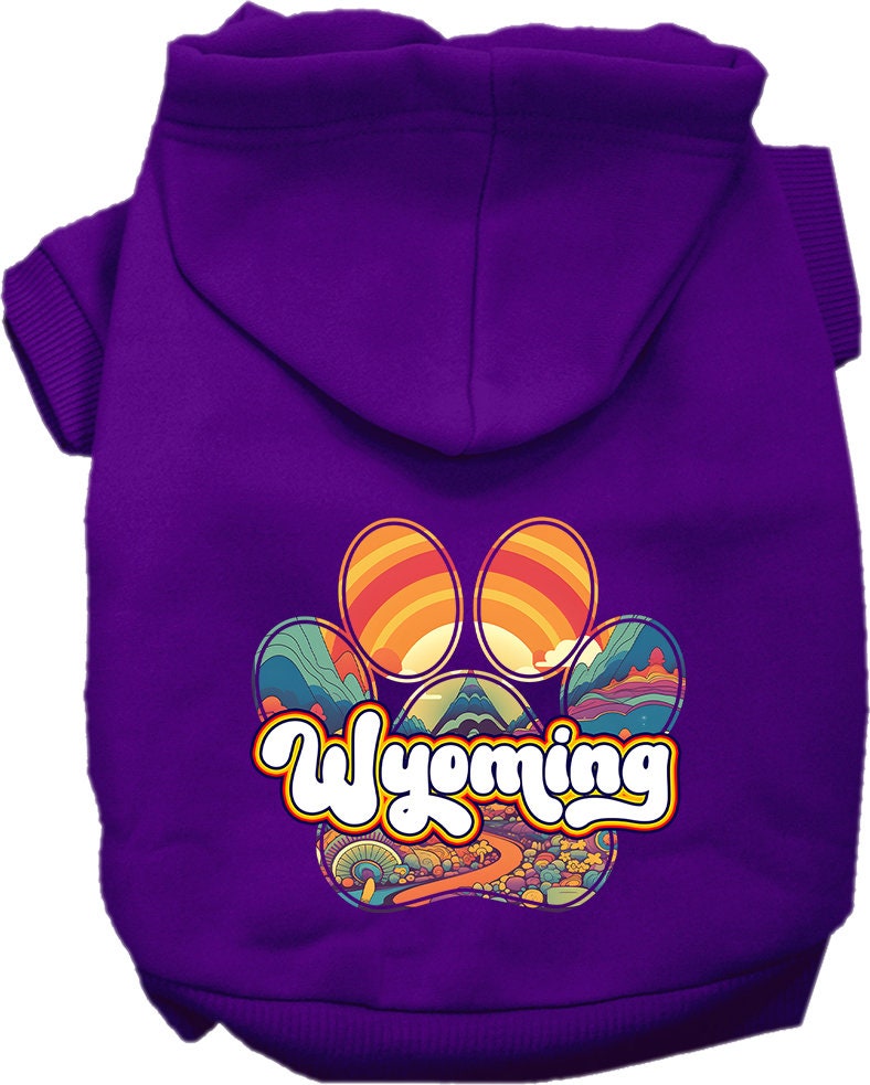 Pet Dog & Cat Screen Printed Hoodie for Small to Medium Pets (Sizes XS-XL), "Wyoming Groovy Summit"