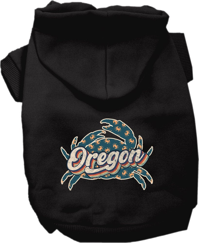 Pet Dog & Cat Screen Printed Hoodie for Small to Medium Pets (Sizes XS-XL), "Oregon Retro Crabs"