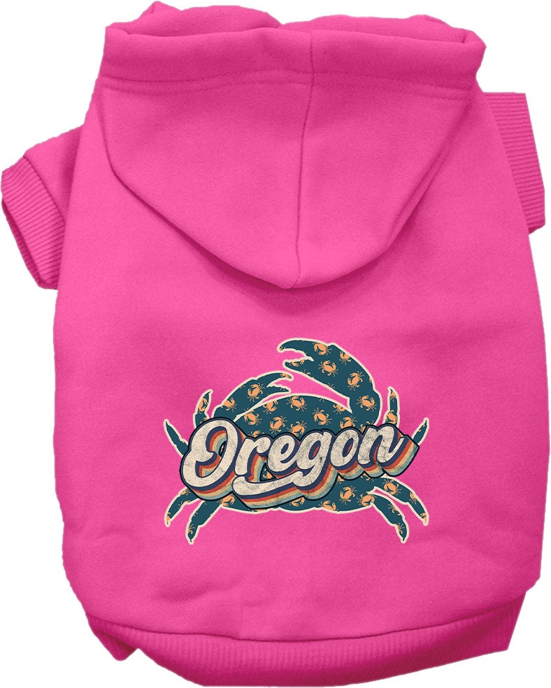 Pet Dog & Cat Screen Printed Hoodie for Small to Medium Pets (Sizes XS-XL), "Oregon Retro Crabs"