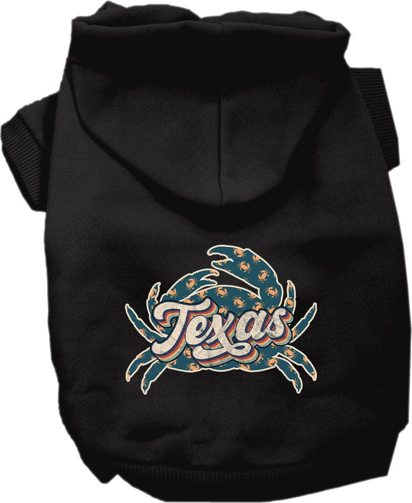 Pet Dog & Cat Screen Printed Hoodie for Small to Medium Pets (Sizes XS-XL), "Texas Retro Crabs"