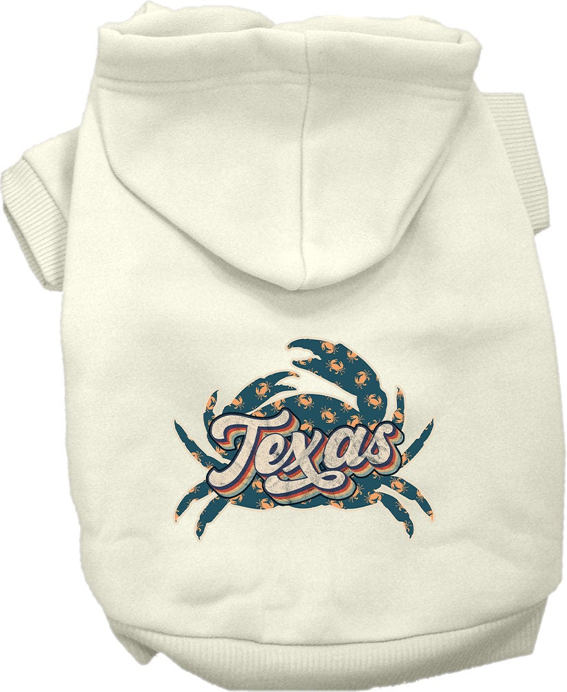 Pet Dog & Cat Screen Printed Hoodie for Small to Medium Pets (Sizes XS-XL), "Texas Retro Crabs"