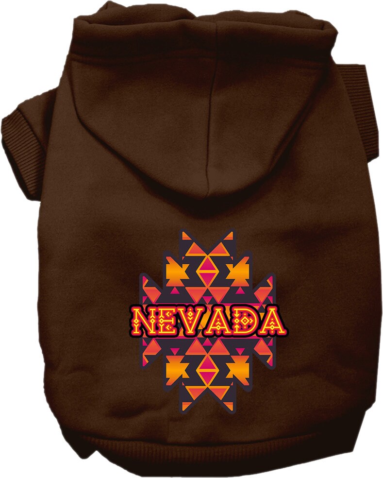 Pet Dog & Cat Screen Printed Hoodie for Small to Medium Pets (Sizes XS-XL), "Nevada Navajo Tribal"