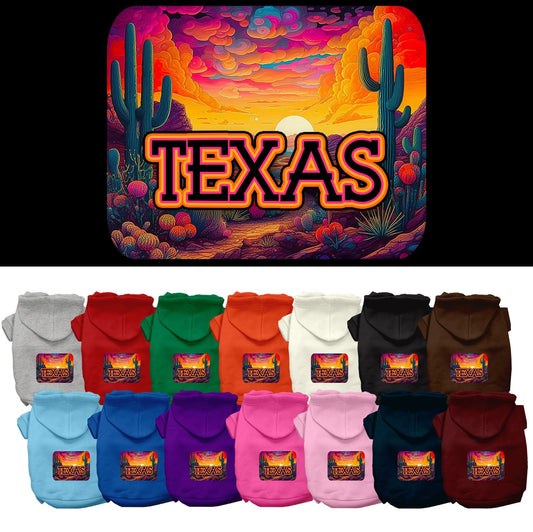 Pet Dog & Cat Screen Printed Hoodie for Small to Medium Pets (Sizes XS-XL), "Texas Neon Desert"