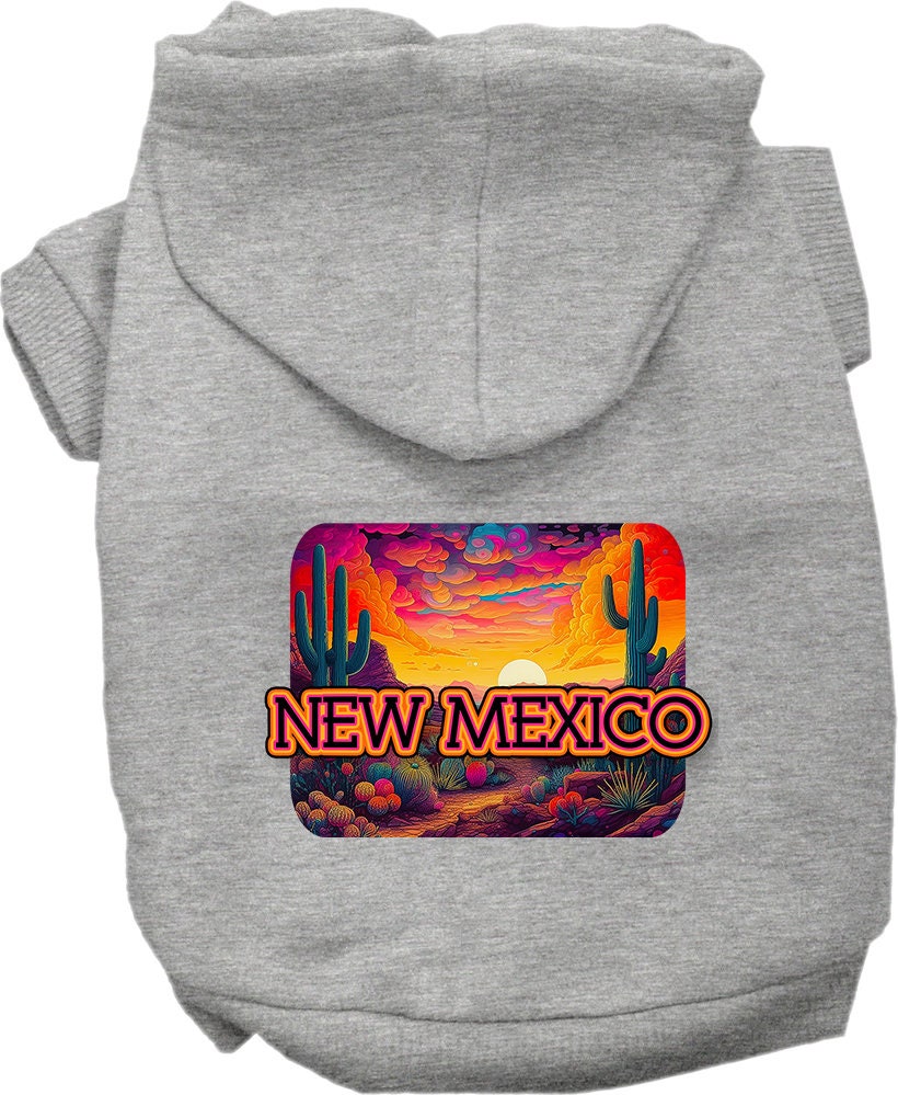 Pet Dog & Cat Screen Printed Hoodie for Small to Medium Pets (Sizes XS-XL), "New Mexico Neon Desert"