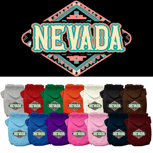 Pet Dog & Cat Screen Printed Hoodie for Small to Medium Pets (Sizes XS-XL), "Nevada Peach Aztec"