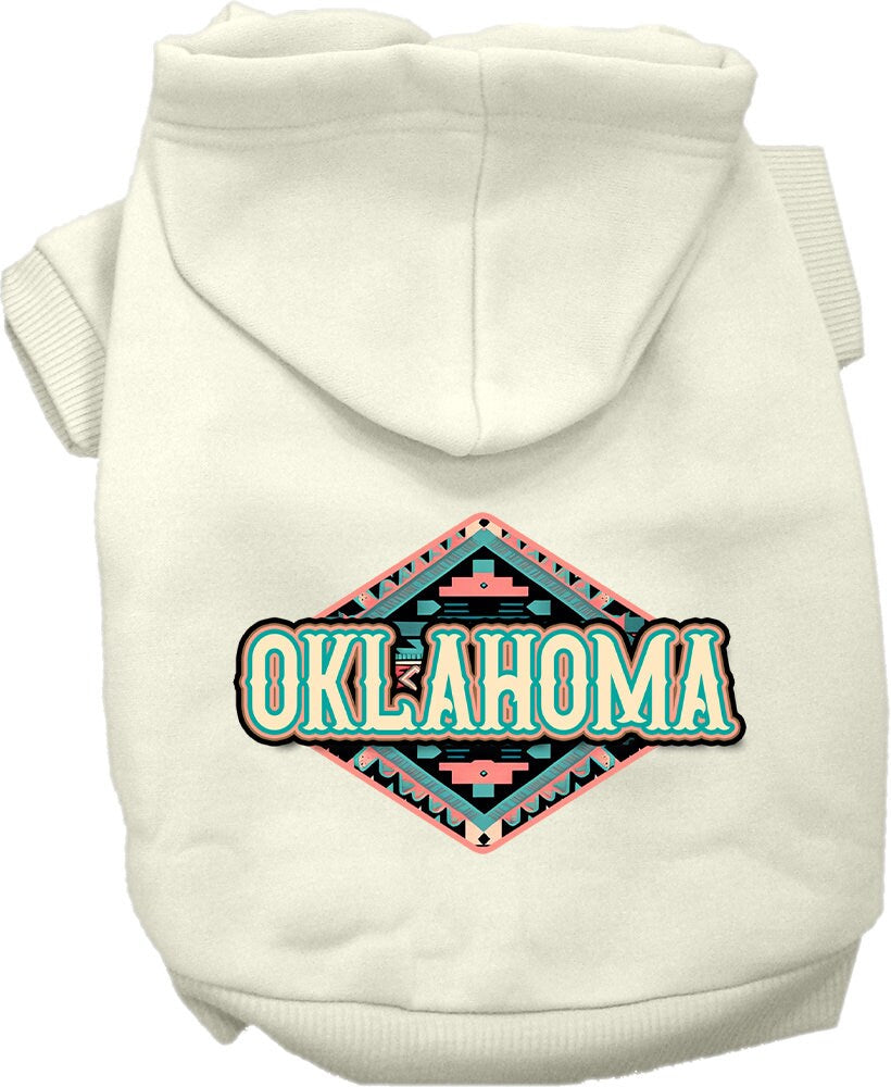 Pet Dog & Cat Screen Printed Hoodie for Small to Medium Pets (Sizes XS-XL), "Oklahoma Peach Aztec"