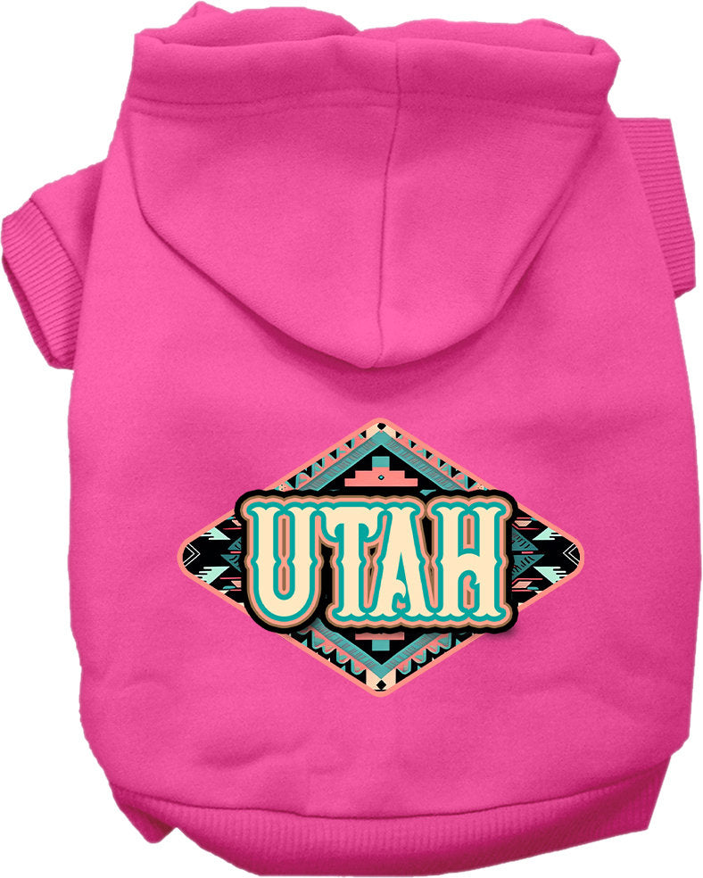 Pet Dog & Cat Screen Printed Hoodie for Small to Medium Pets (Sizes XS-XL), "Utah Peach Aztec"