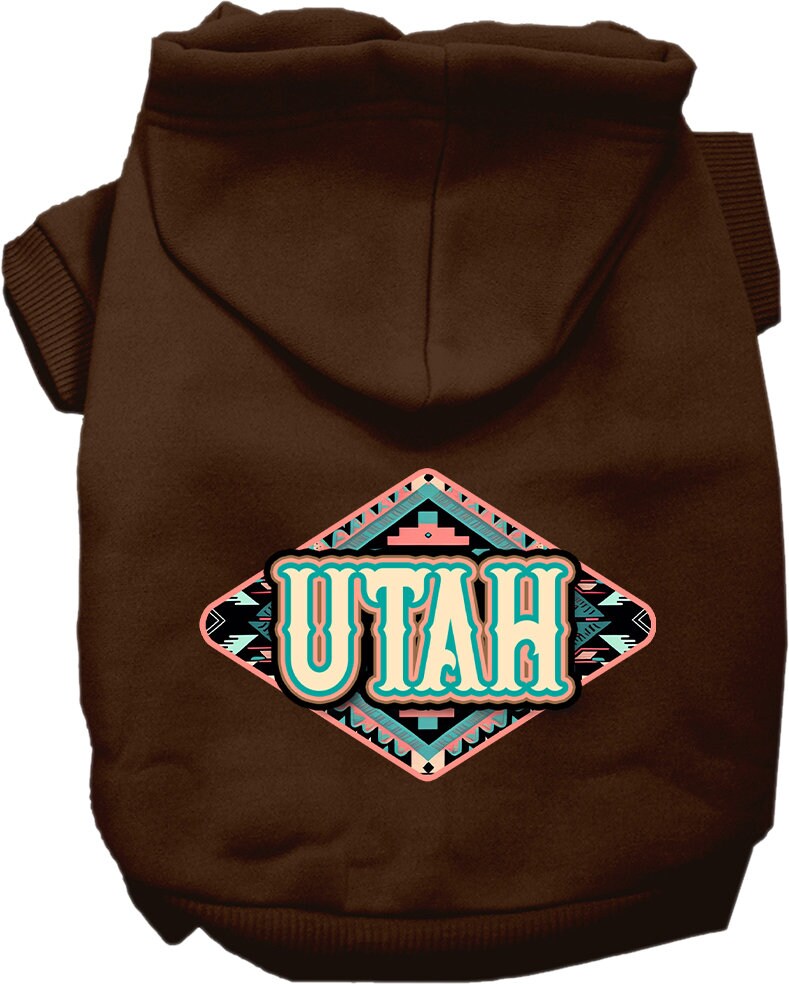 Pet Dog & Cat Screen Printed Hoodie for Small to Medium Pets (Sizes XS-XL), "Utah Peach Aztec"