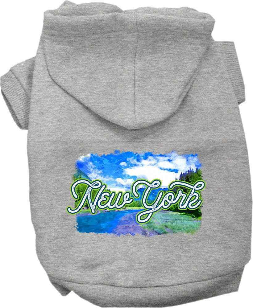 Pet Dog & Cat Screen Printed Hoodie for Small to Medium Pets (Sizes XS-XL), "New York Summer"