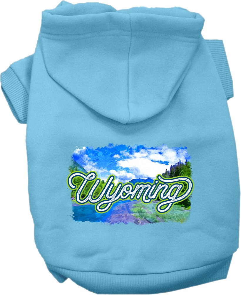 Pet Dog & Cat Screen Printed Hoodie for Small to Medium Pets (Sizes XS-XL), "Wyoming Summer"