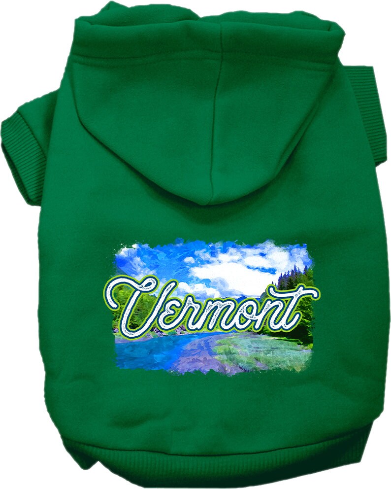 Pet Dog & Cat Screen Printed Hoodie for Small to Medium Pets (Sizes XS-XL), "Vermont Summer"