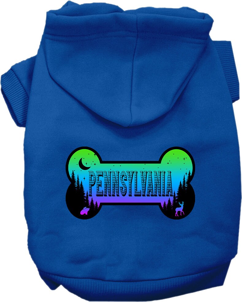 Pet Dog & Cat Screen Printed Hoodie for Small to Medium Pets (Sizes XS-XL), "Pennsylvania Mountain Shades"