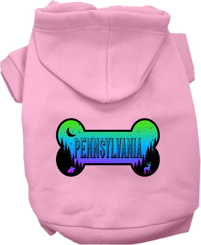 Pet Dog & Cat Screen Printed Hoodie for Small to Medium Pets (Sizes XS-XL), "Pennsylvania Mountain Shades"