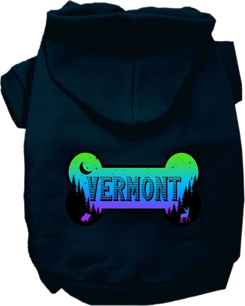 Pet Dog & Cat Screen Printed Hoodie for Small to Medium Pets (Sizes XS-XL), "Vermont Mountain Shades"