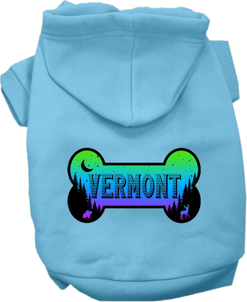 Pet Dog & Cat Screen Printed Hoodie for Small to Medium Pets (Sizes XS-XL), "Vermont Mountain Shades"