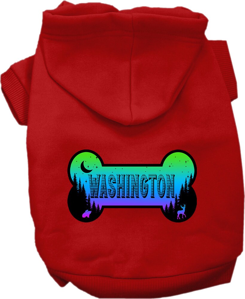 Pet Dog & Cat Screen Printed Hoodie for Small to Medium Pets (Sizes XS-XL), "Washington Mountain Shades"