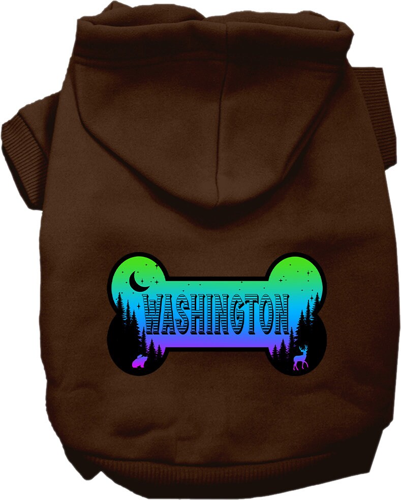 Pet Dog & Cat Screen Printed Hoodie for Small to Medium Pets (Sizes XS-XL), "Washington Mountain Shades"