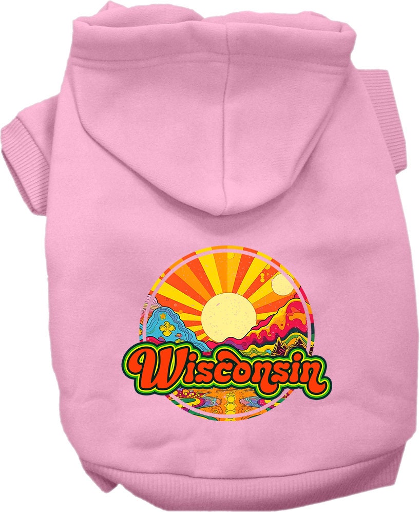 Pet Dog & Cat Screen Printed Hoodie for Small to Medium Pets (Sizes XS-XL), "Wisconsin Mellow Mountain"