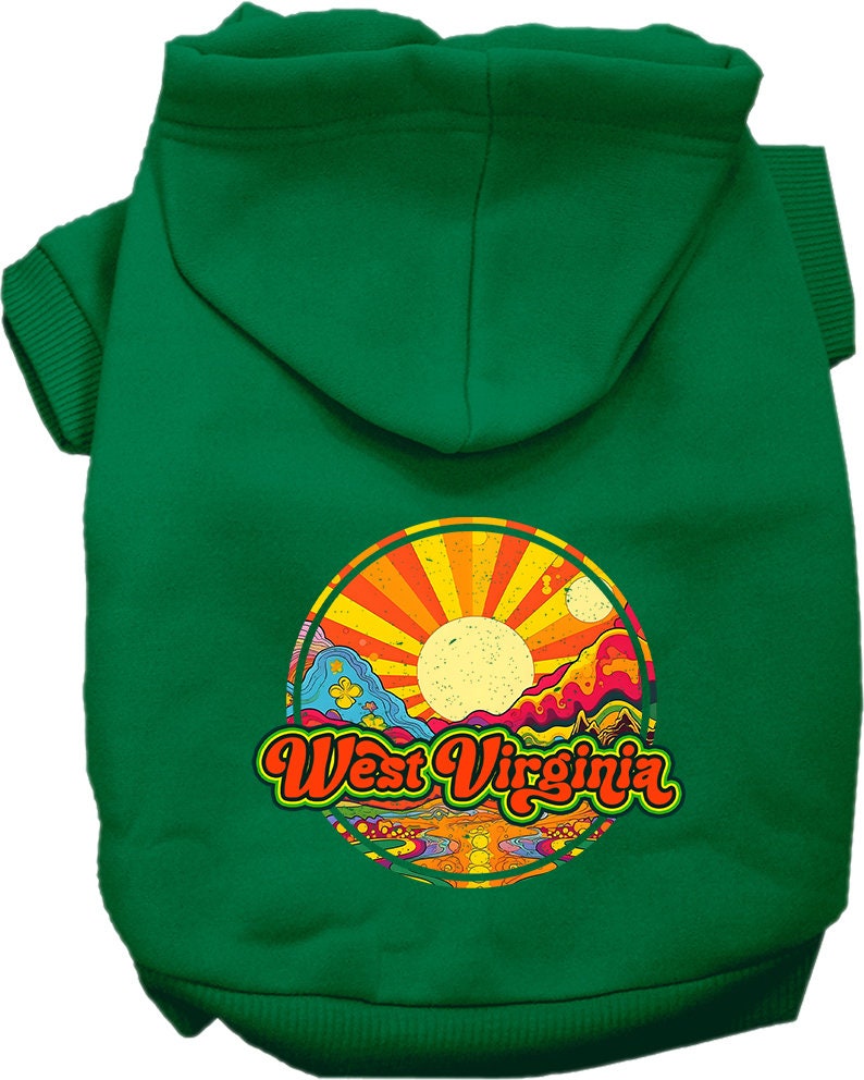 Pet Dog & Cat Screen Printed Hoodie for Small to Medium Pets (Sizes XS-XL), "West Virginia Mellow Mountain"