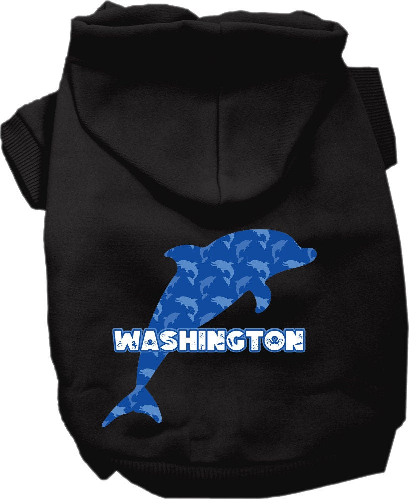 Pet Dog & Cat Screen Printed Hoodie for Small to Medium Pets (Sizes XS-XL), "Washington Blue Dolphins"