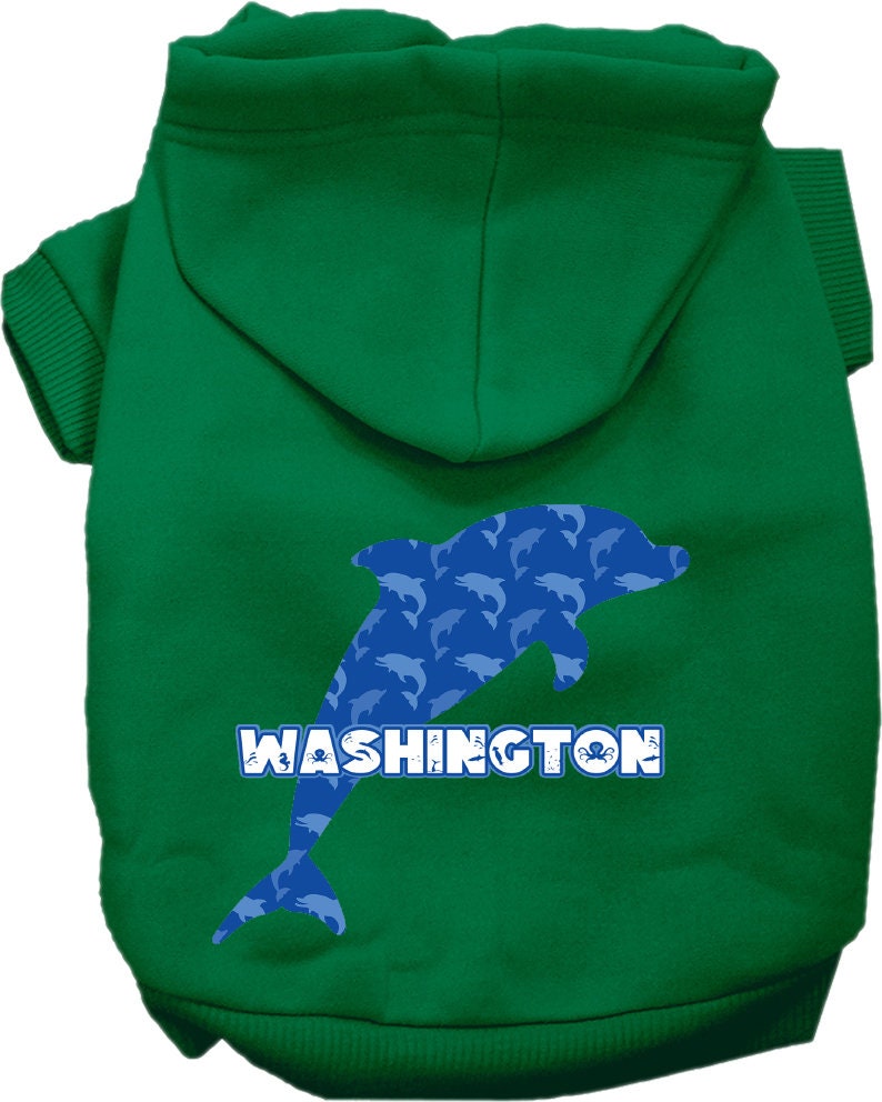 Pet Dog & Cat Screen Printed Hoodie for Small to Medium Pets (Sizes XS-XL), "Washington Blue Dolphins"