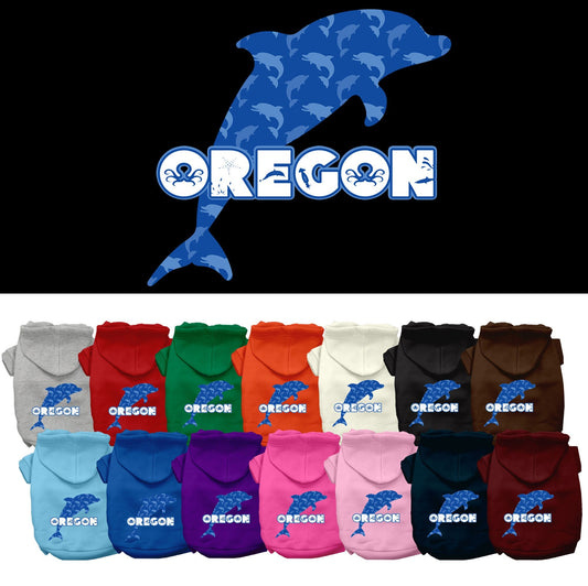 Pet Dog & Cat Screen Printed Hoodie for Small to Medium Pets (Sizes XS-XL), "Oregon Blue Dolphins"