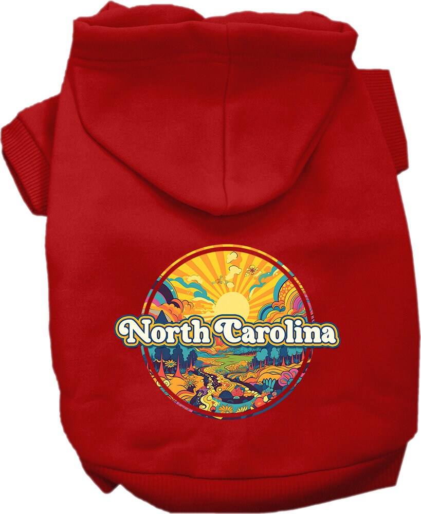 Pet Dog & Cat Screen Printed Hoodie for Small to Medium Pets (Sizes XS-XL), "North Carolina Trippy Peaks"